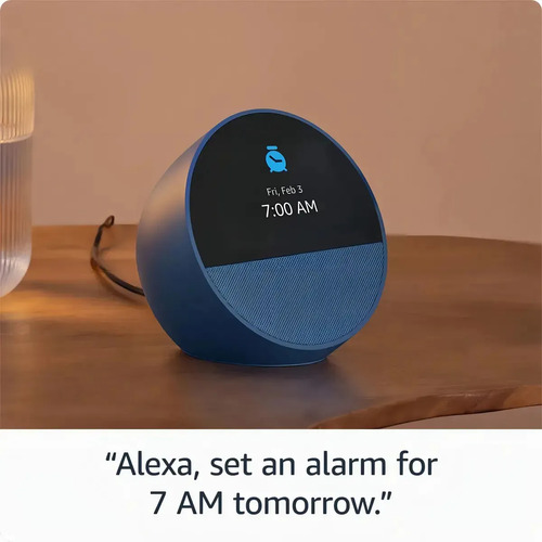 Amazon Echo Spot Bocina Inteligente 2024 Color Azul Acero Azul Acero