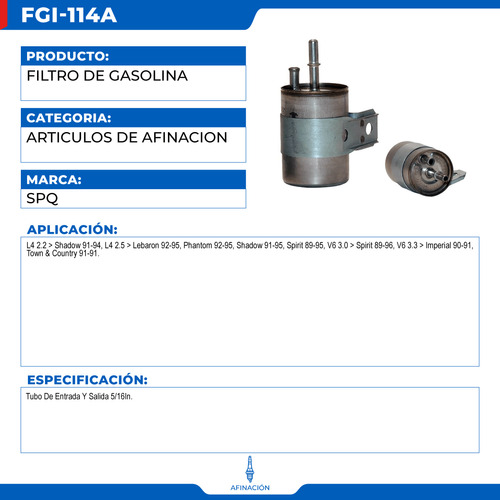 Filtro De Gasolina Dodge Spirit 1989-1996 V6 3.0 Foto 4