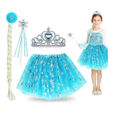Disfraz Tutu Elsa Frozen Corona Y Cabello Niñas 