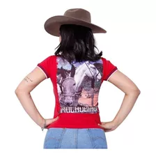 Camiseta Muladeiros Feminina Country Gola Polo Vermelha