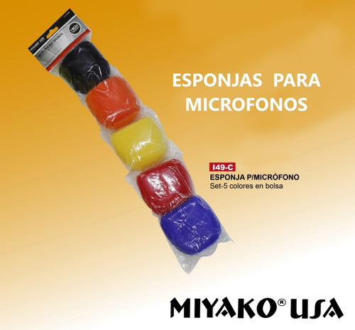 Esponjas Para Micrófono De Mano Set De 5 Colores Miyako 149c