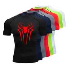 Camisa Compressão Homem-aranha Manga Curta Treino Academia