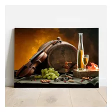 Cuadro Vinos Queso Cava Pan Uvas Bar Canvas Decora B1 90x60