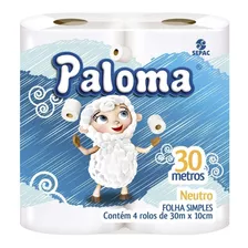 Kit C/8 Papel Higiênico Folha Simples Neutro Paloma 30m 