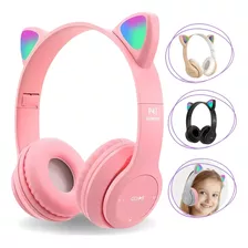 Fone De Ouvido Sem Fio Infantil Bluetooth Gatinho Luz Led