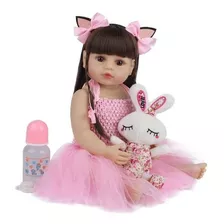 Bebê Boneca Reborn Menina Gatinha 100% Silicone Realista