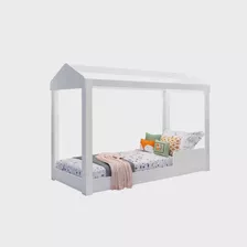 Cama 1 Plaza Casita Estilo Montessori - Dormitorio Infantil Color Blanco