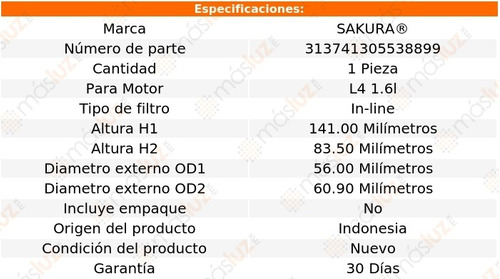 (1) Filtro Combustible En Lnea Logan 1.6l 4 Cil 17/19 Foto 2