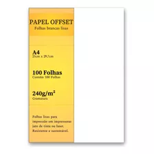 Papel Offset A4 Branco 100 Folhas Sulfite 240g Top