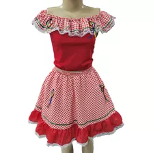 Vestido Junino Conjunto Top + Saia Adulto Festa Junina 