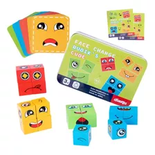 Juego Mesa Emojis Cubos Bloques Cambia Cara Montessori