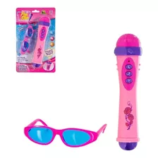 Microfone Infantil Menina Pop Star Com Som E Luz Brinquedo 