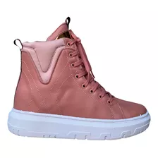 Tênis Botinha Rosa Solado Branco Grosso S6090