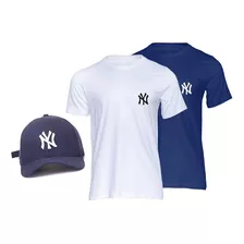 Kit 2 Camiseta Masculina De Algodão Estampada Bone New York