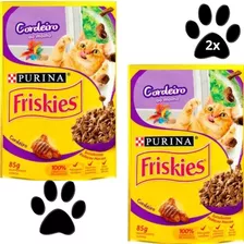 Kit 2 Sachês Ração Úmida Para Gatos Friskies Cordeiro 85g