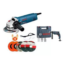 Kit Esmerilhadeira Bosch 4 1/2 670w+furadeira Prof Gsb 550w 