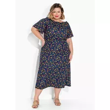 Vestido Feminino Midi Acinturado Plus Size Moda Evangélica