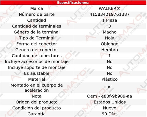 Sensor Acelerador Tps Walker Topaz 4 Cil 2.3l Mercury 88-92 Foto 6