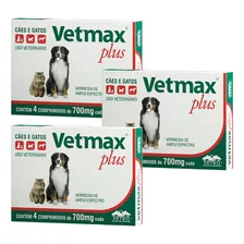 Vetmax Plus 700mg Vetnil 4 Comp. Cães E Gatos Kit Com 3