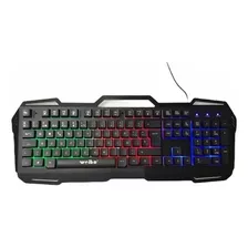 Teclado Gamer Weibo Wb-539 Qwerty Español España Color Negro Con Luz 3 Colores