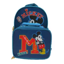 Mochila Con Lonchera Mickey Disney - Intek Color Azul Diseño De La Tela Estampa Mickey