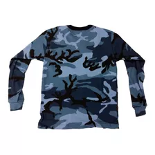 Remera Camiseta Termica Con Pechera Urbano Azul Camo Spb