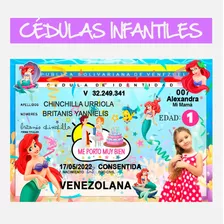 Cédula Infantil Diseño La Sirenita, Juguetes Para Niños