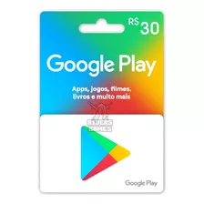 Cartão Vale Google Play R$30 Reais Brasil Giftcard