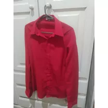 Camisa Roja L Vintage Tela Rizada