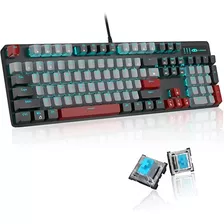 Teclado Mecanico Gaming Retroiluminado Azul104 Keys Negro/gr