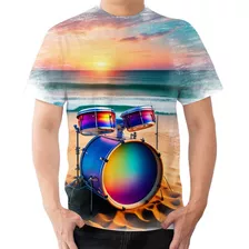 Camisa Camiseta Bateria Instrumento Musical Praia