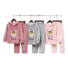 Pijama De Polar Para Invierno De Niña Conejito