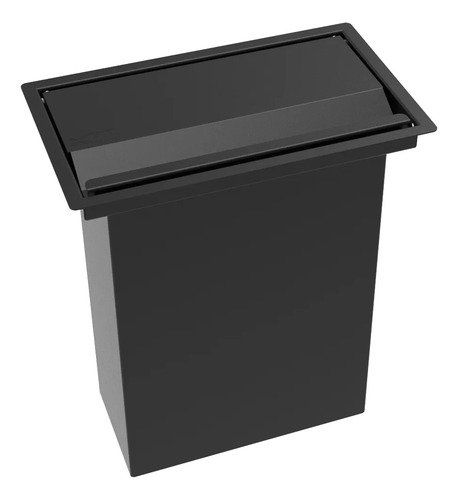 Lixeira Retangular Pintada Preto 4,1 L Para Bancada Preto