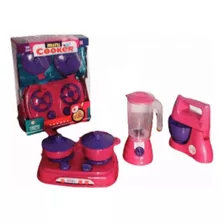 Kit Cozinha Brinquedo Rosa 5 Peças Menina