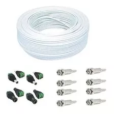 Cabo Bipolar 4mm 100mt + 8 Conector Bnc + 8 P4 Macho/fêmea