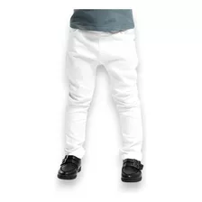 Calça Jeans Branca Menino Estiloso Infantil 1 Mês A 16 Anos