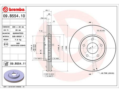 Par Discos Brembo Nissan Pathfinder Exclusive 2016-2019 Del Foto 2