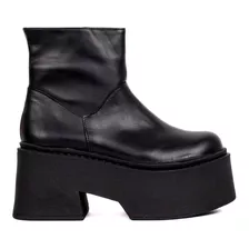 Botas Mujer Cuero Vacuno Taco Alto Y Plataforma Fiori Olivia