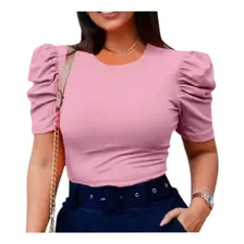 Blusa Evangelica Blusinha Feminina Manga Bufante Canelada