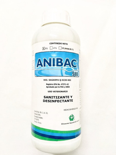 Anibac 580 Sanitisante Concentrado Cuaternario De Amonio 1lt