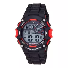 Reloj Q&q Digital/ Deportivo/ Hombre (m146j003y) 10bar / Luz Color De La Correa Negro Color Del Bisel Negro Con Aplicativos Rojo Color Del Fondo Gris