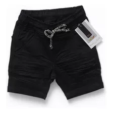 Bermuda Infantil Menino Preto Alfaiataria Social Shorts 