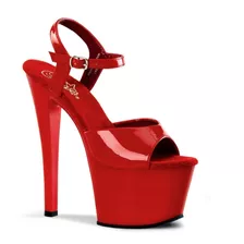 Zapatilla Modelo Sky 309 Charol Rojo Altura Tacon 18 Cms