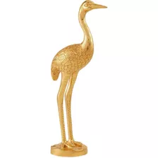 Pássaro Dourado Decorativo Em Poliresina 42cm
