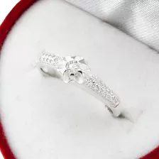 Anillo Flor Plata 925 Con Piedra Central Regalo Mujer Novia