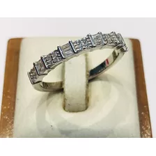 Exclusivo Anillo Medio Cintillo Plata Fina Circon Rodinado