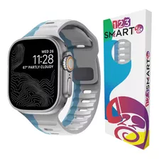 Pulseira De Silicone Esportiva Mariner Alta Qualidade Compativel Com Apple Watch Ultra 1 E 2 49mm Iwatch 9 8 7 6 5 4 3 2 1 42mm 44mm 45mm 49mm Azul Com Cinza