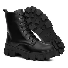 Bota Coturno Tratorado Feminino Promoção Inverno Cano Curto