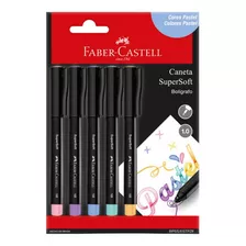 Bolígrafos De Colores Supersuaves, Tonos Pastel, 5 Colores, Tinta Faber Castell, Colores Pastel, Color Exterior Negro