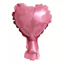 50 Balão Metalizado Topo De Bolo 5 Polegadas 12cm Cor Coração Rosa Claro